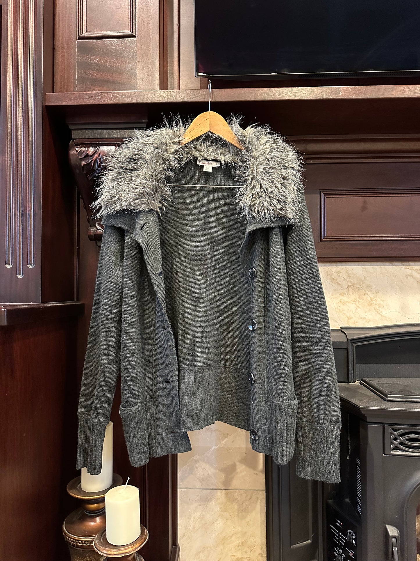 Fur Collar Cardigan