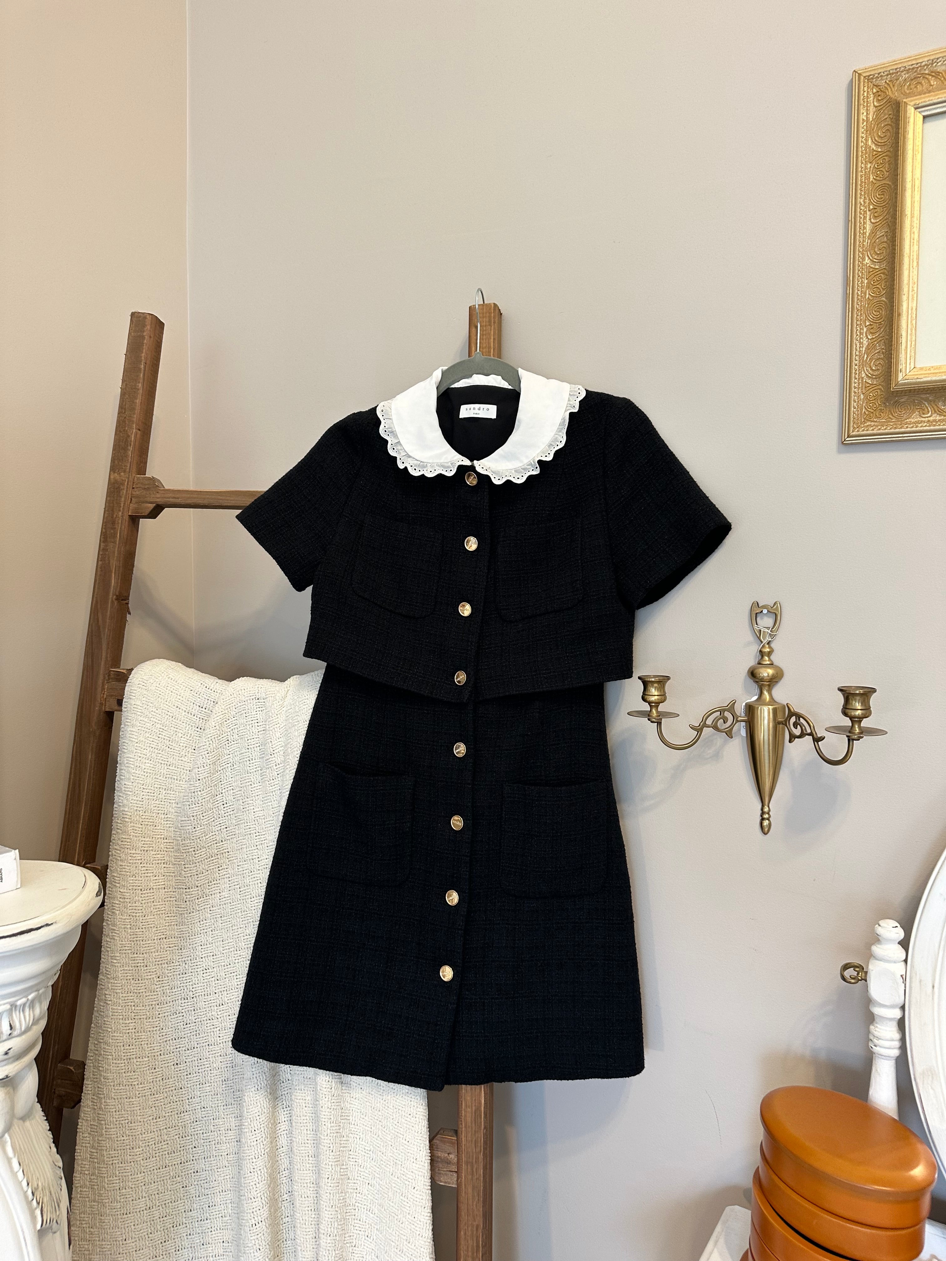 Sandro Tweed Peter Pan Dress – never ending boutique