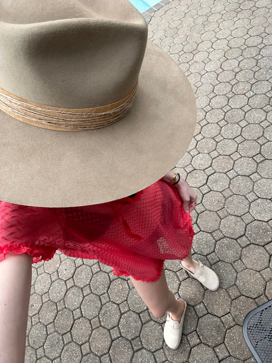 Red Mesh Tie Front Dress