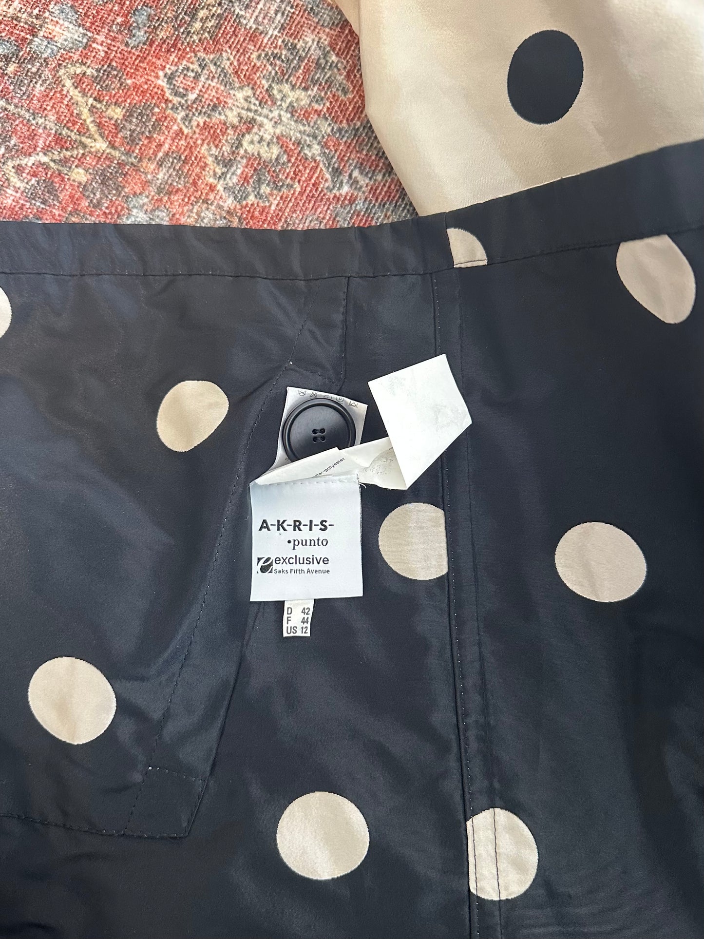 Polka Dot Saks Fifth Rain Coat