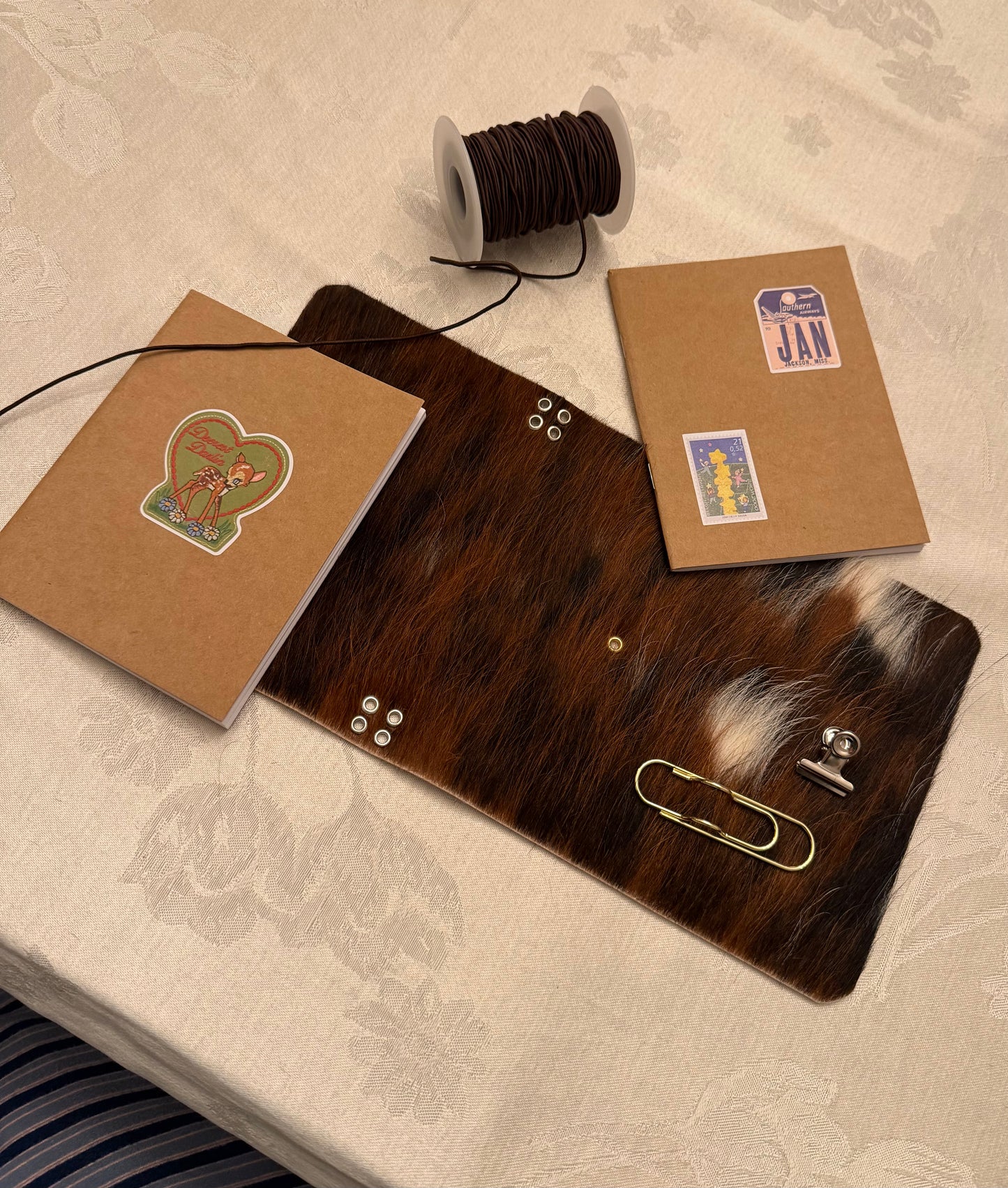 A6 Cowhide Leather Trifold