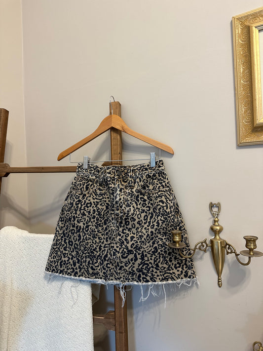 Madewell Cheetah Denim Mini Skirt