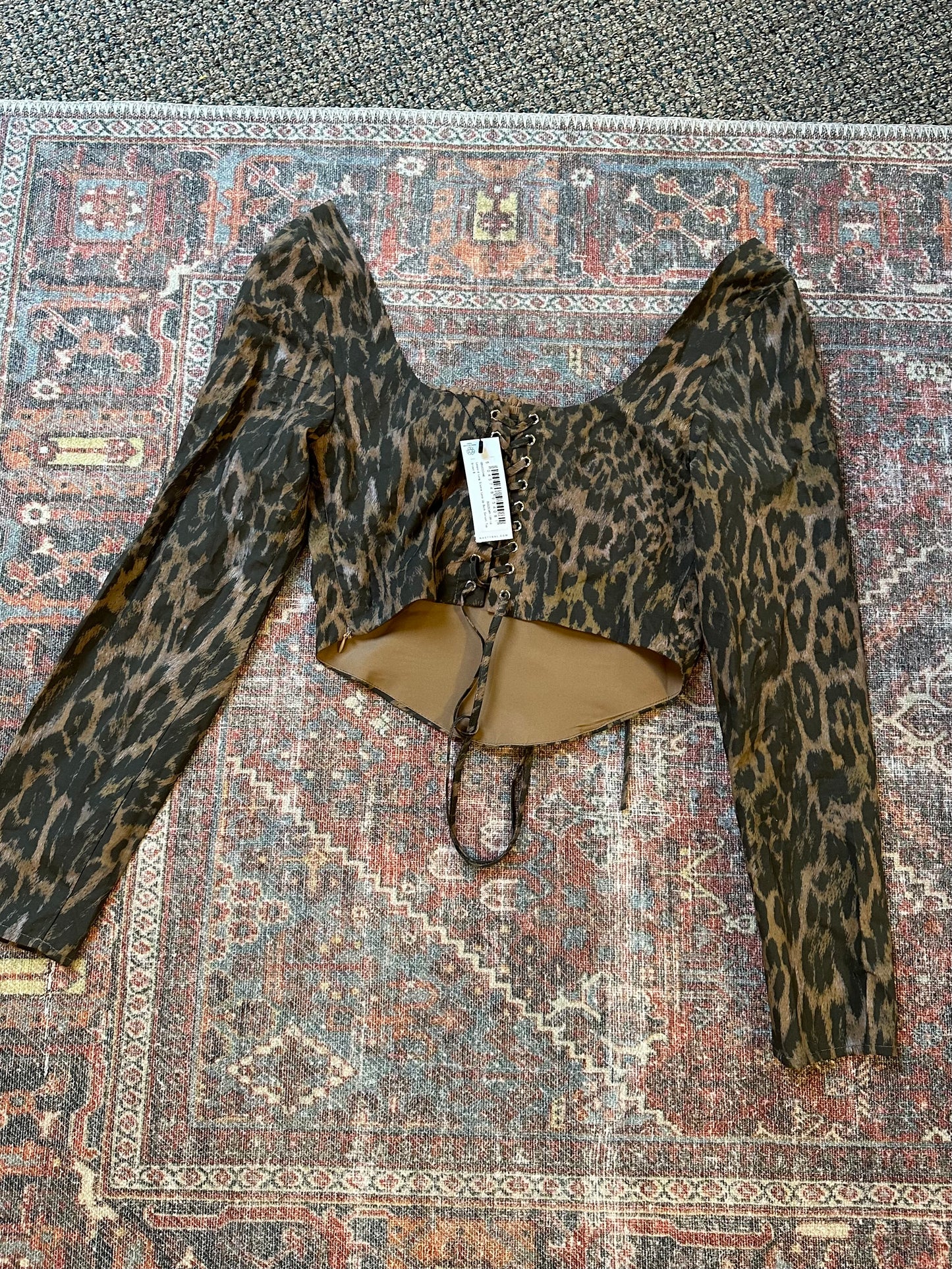 Cheetah Long Sleeve Corset Top