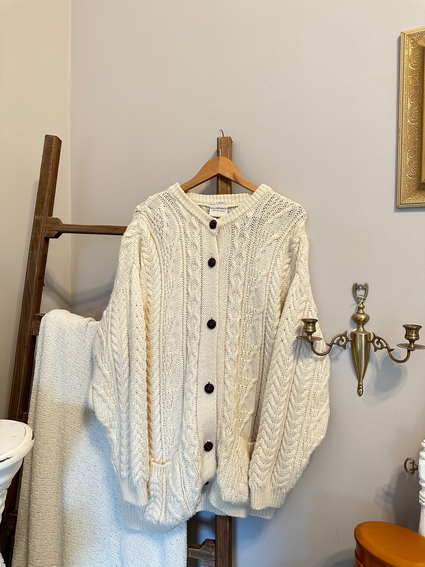 Cable Knit Merino Wool Cardigan