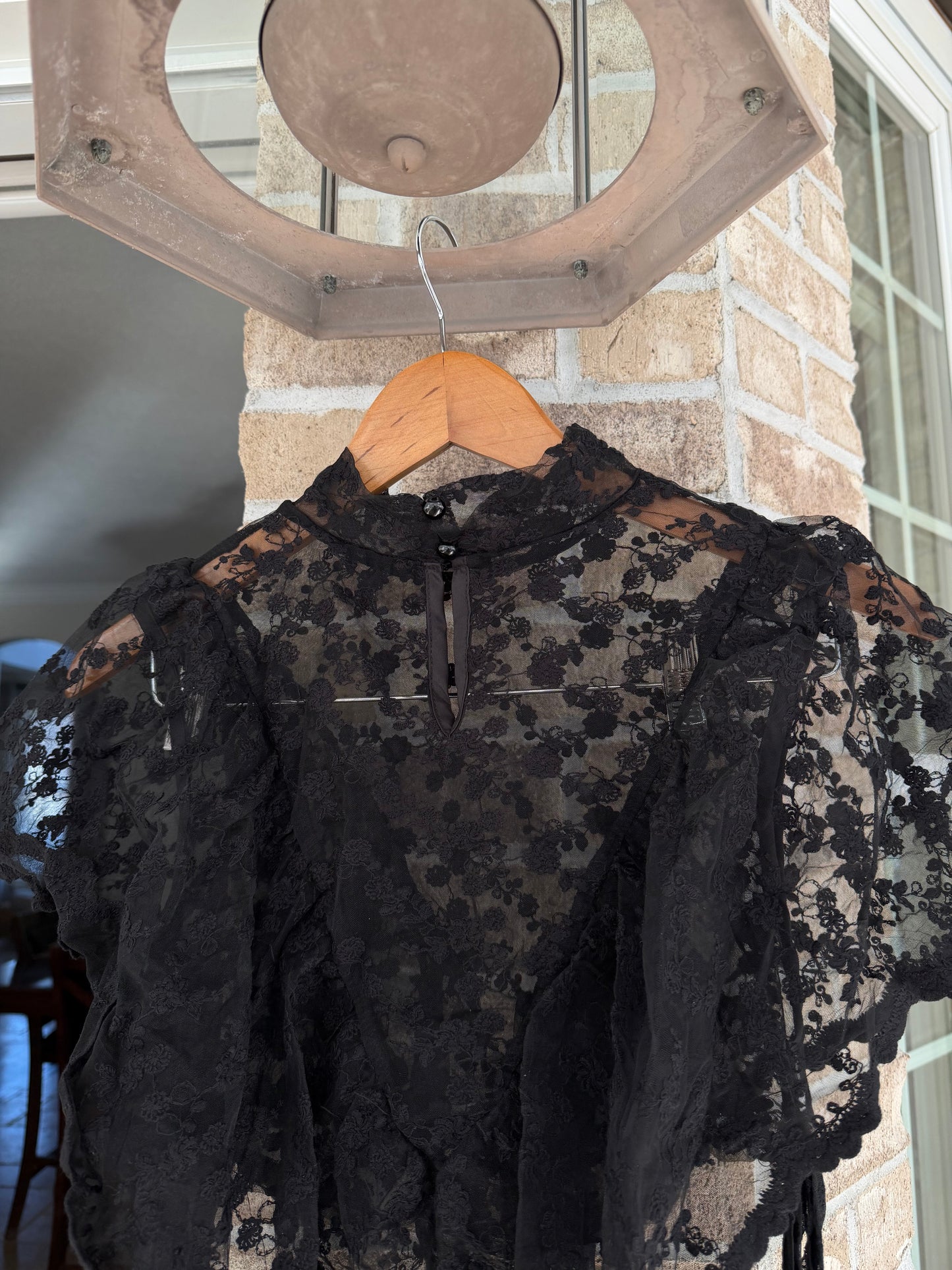 Abigail Mesh Ruffle Triangle Cape