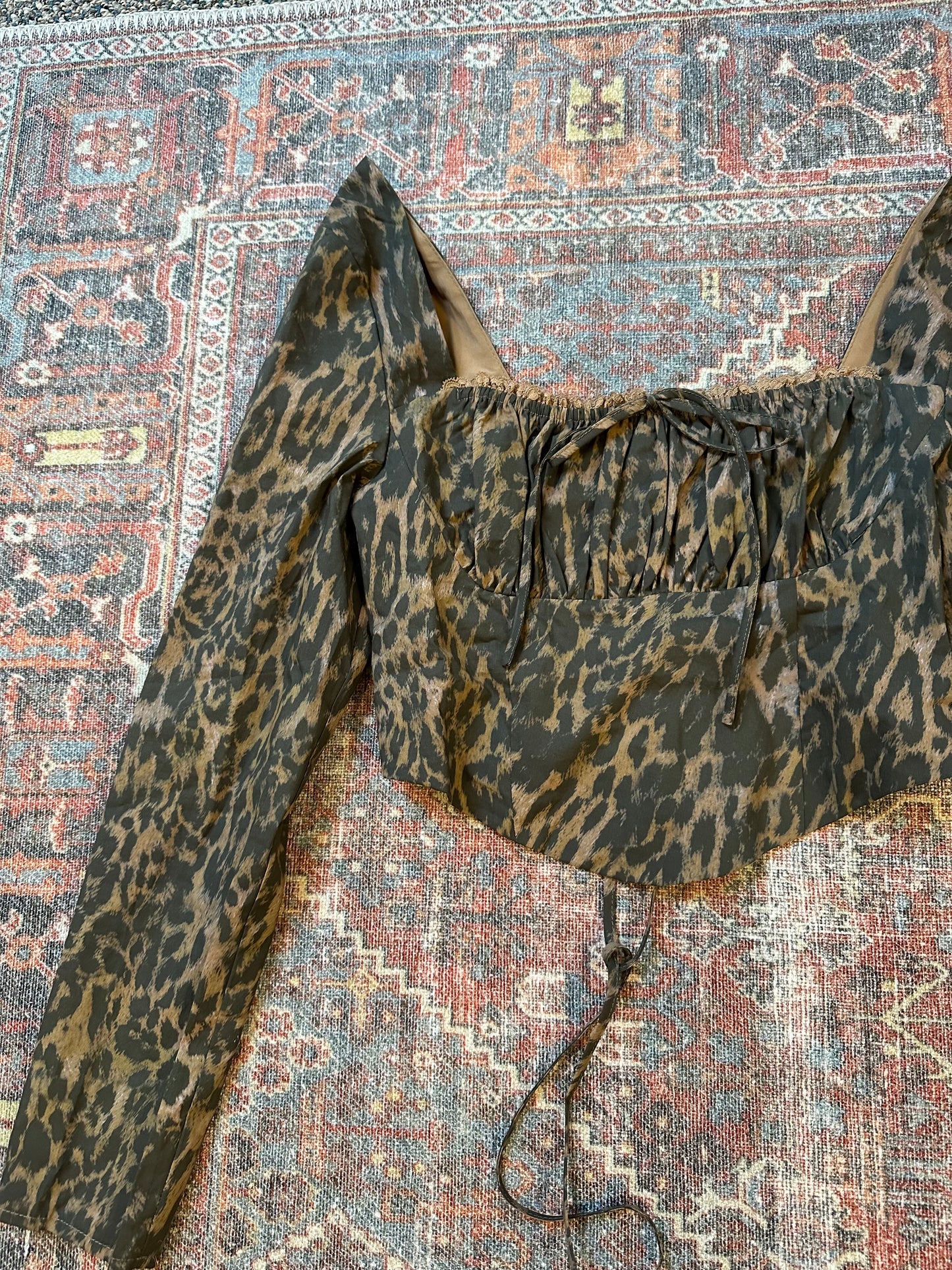 Cheetah Long Sleeve Corset Top