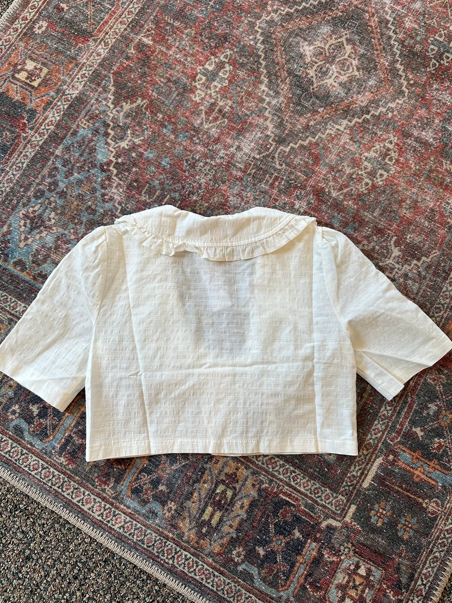 Collared Button Up Crop Top