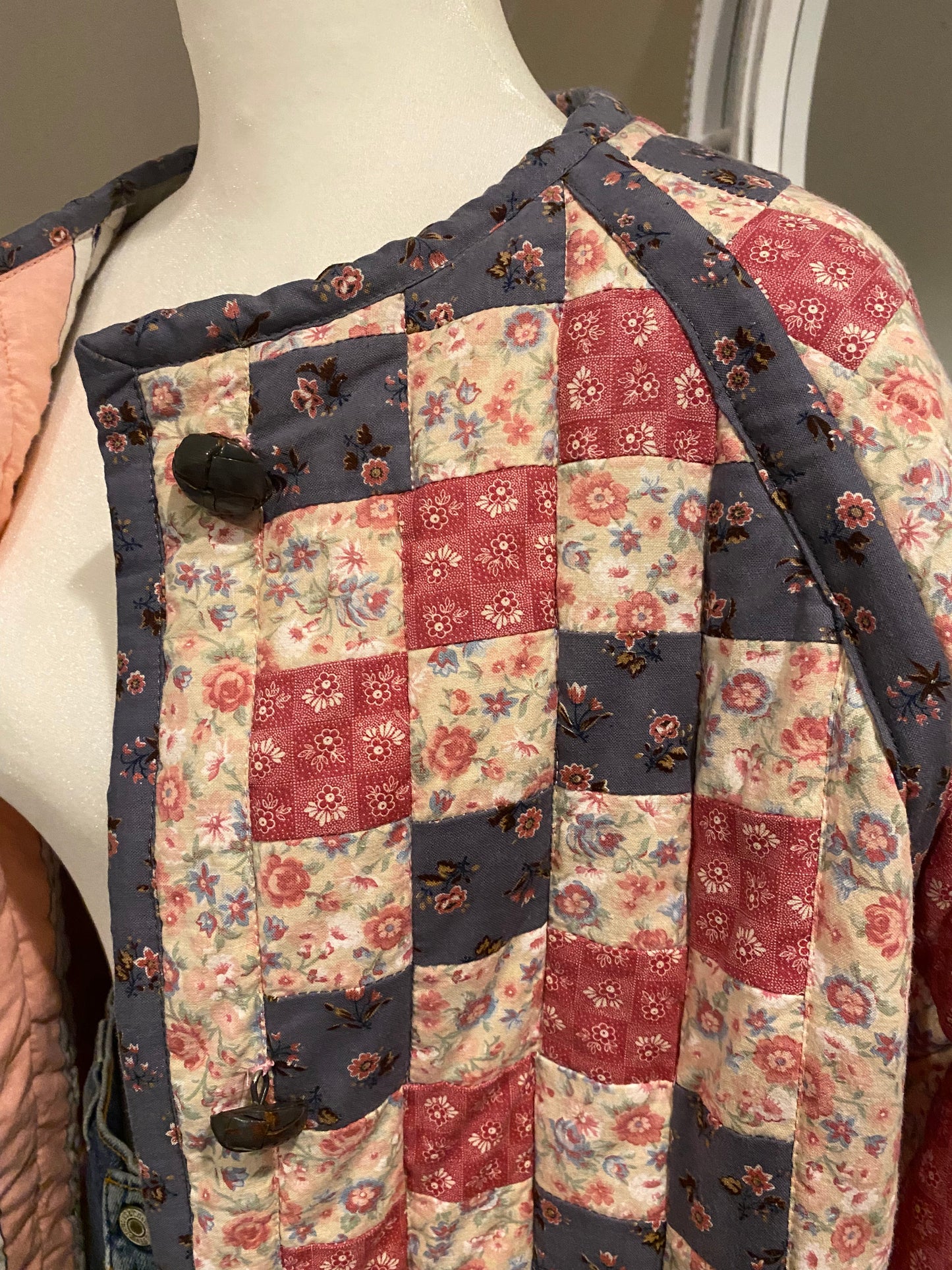 Vintage Patchwork Machine Quilted Jacket Cardigan Sweater