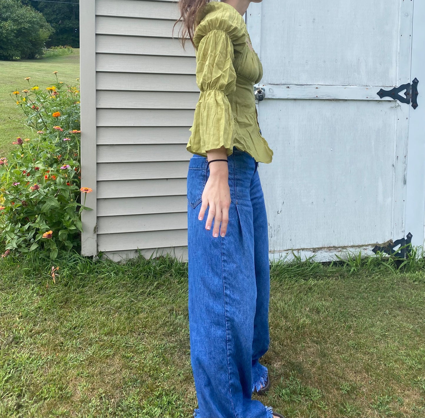 Abigail Puff Sleeve Top (green)
