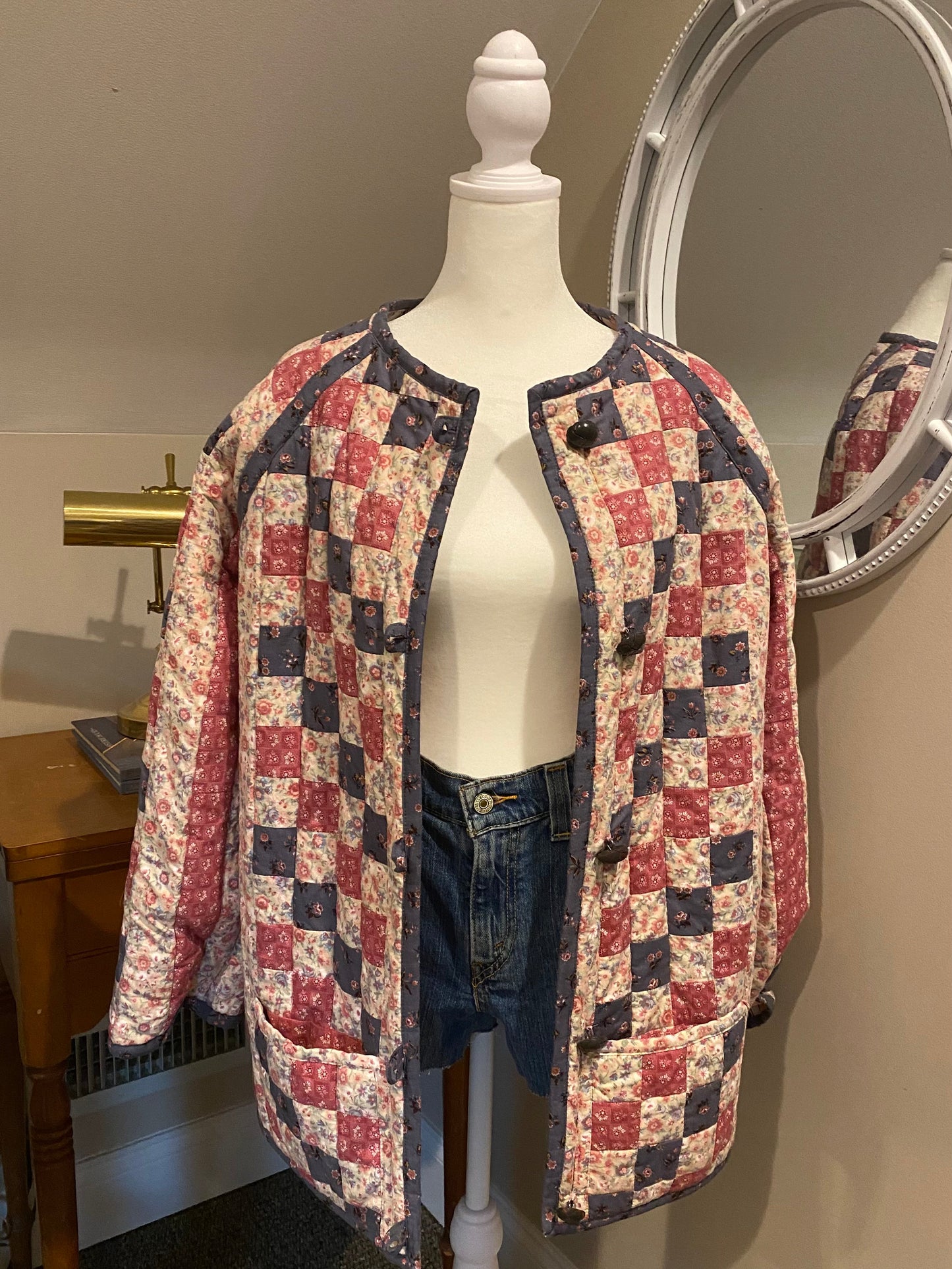 Vintage Patchwork Machine Quilted Jacket Cardigan Sweater
