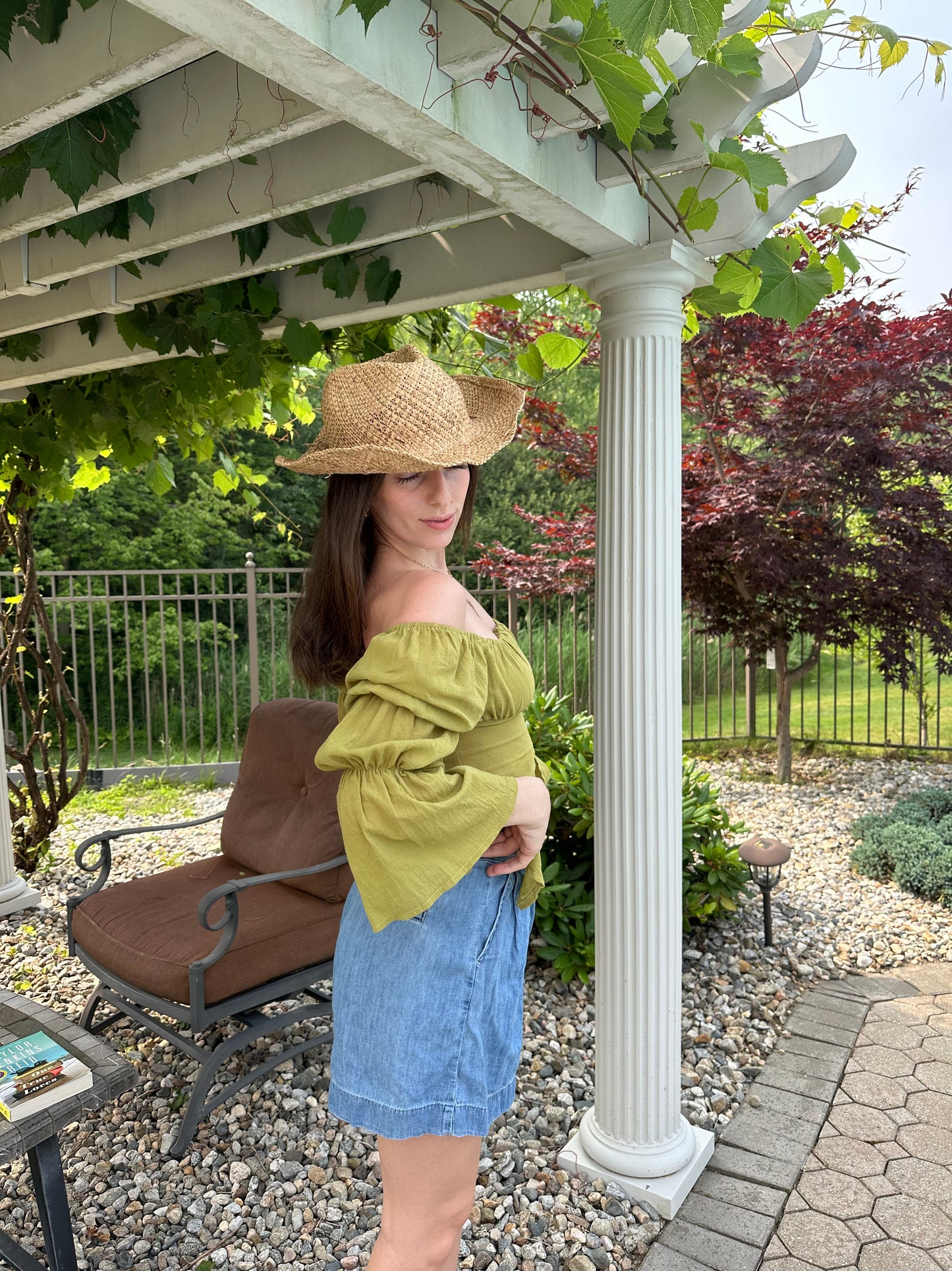 Abigail Puff Sleeve Top (green)