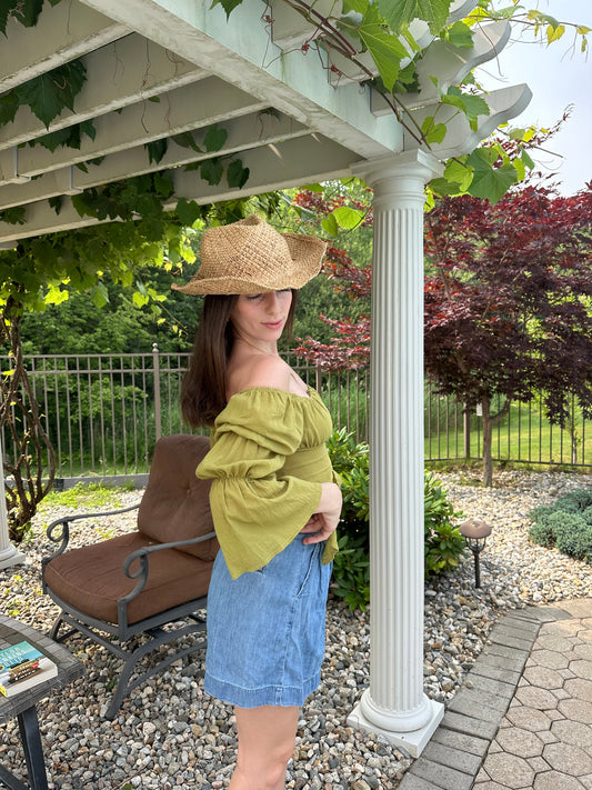 Abigail Puff Sleeve Top (green)