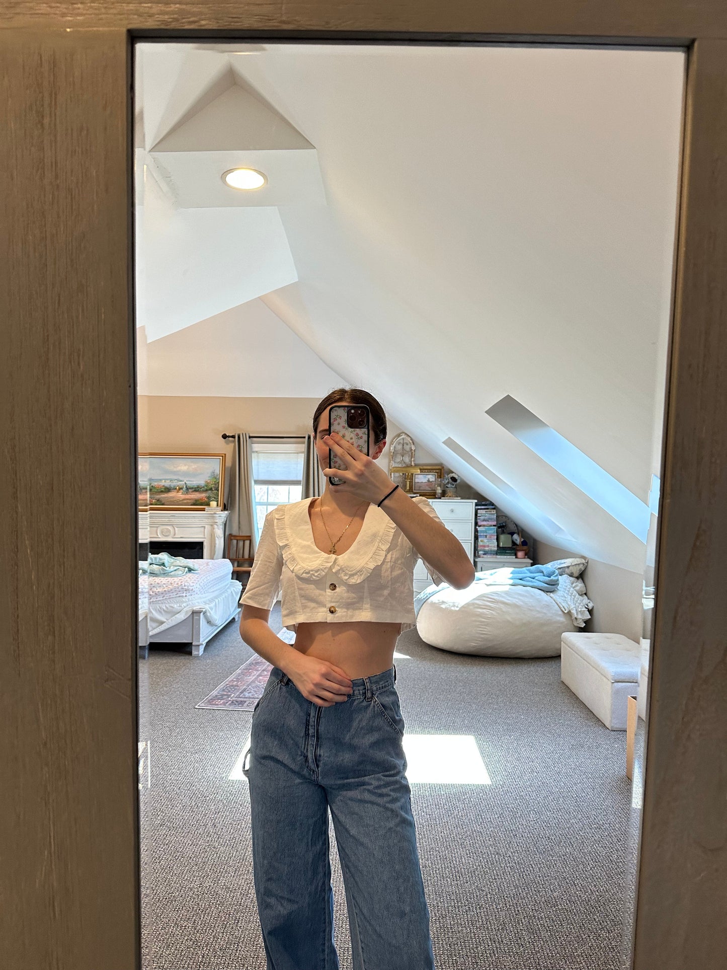 Collared Button Up Crop Top