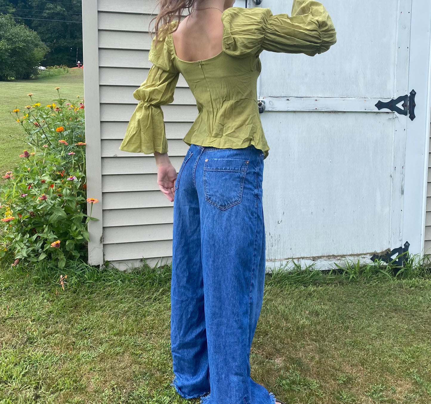 Abigail Puff Sleeve Top (green)