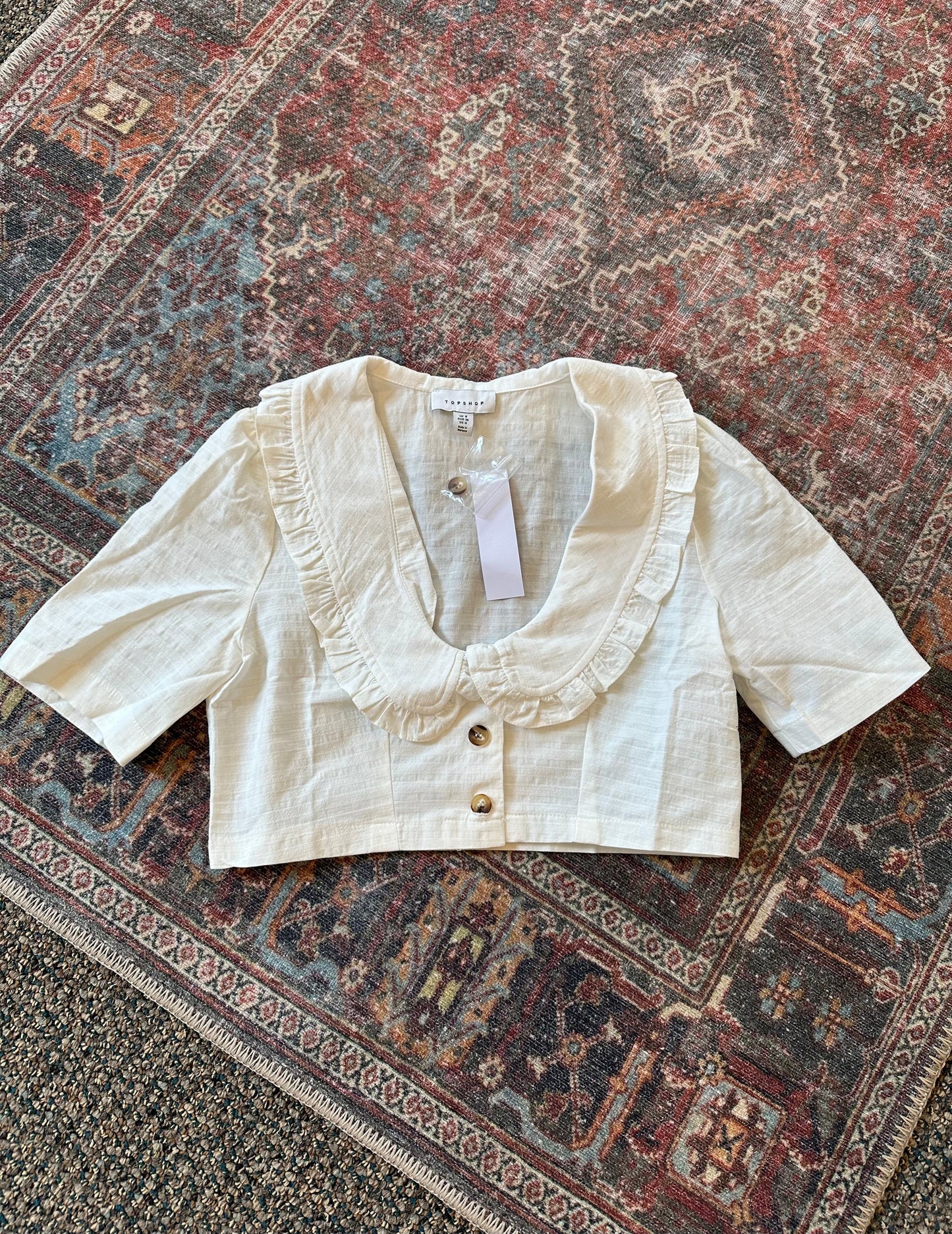 Collared Button Up Crop Top