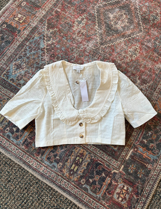 Collared Button Up Crop Top