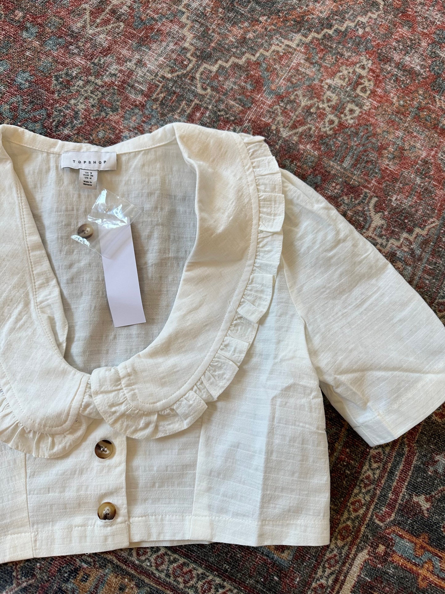 Collared Button Up Crop Top