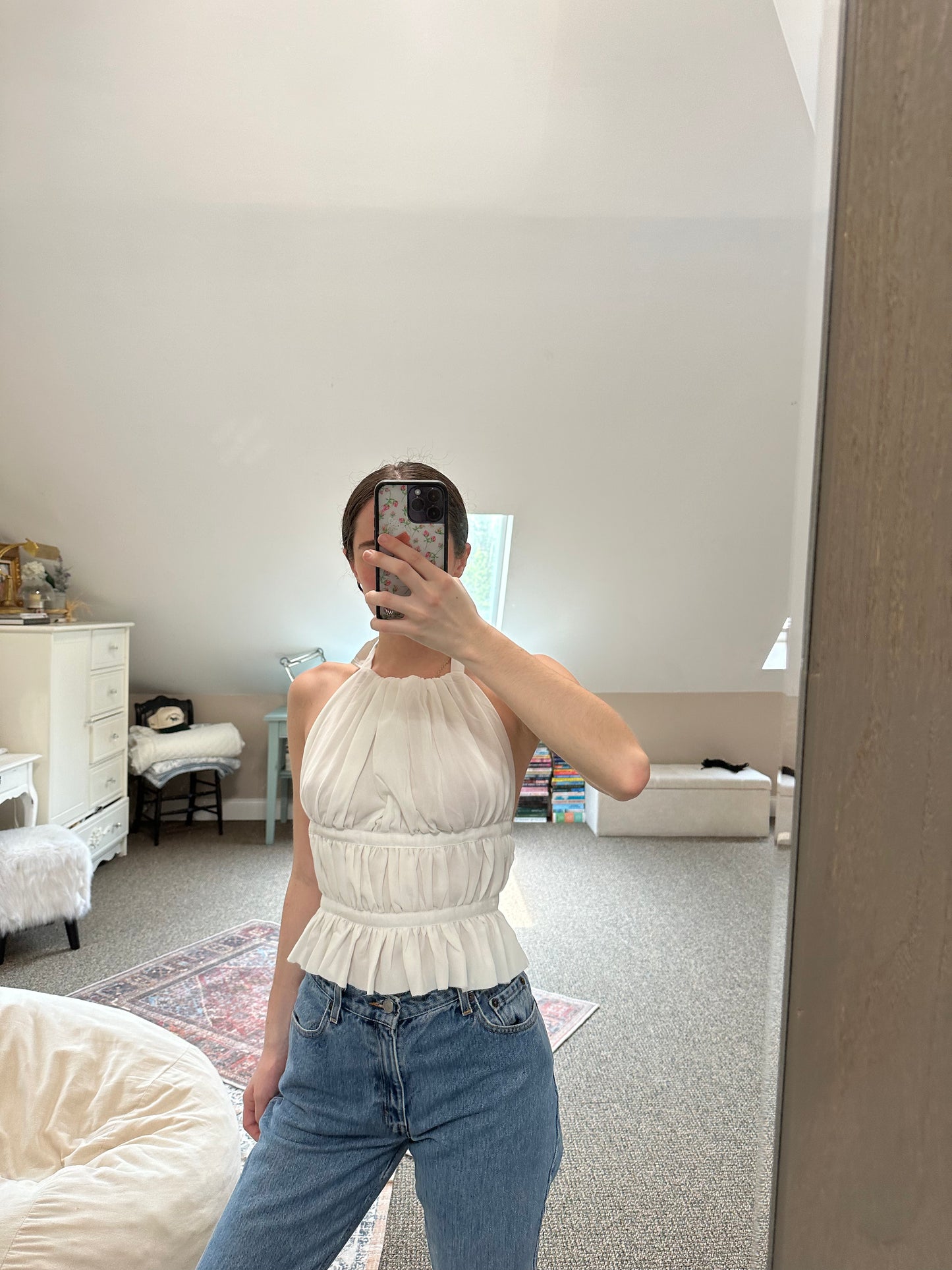 Scarlet Open Back Halter Top All White