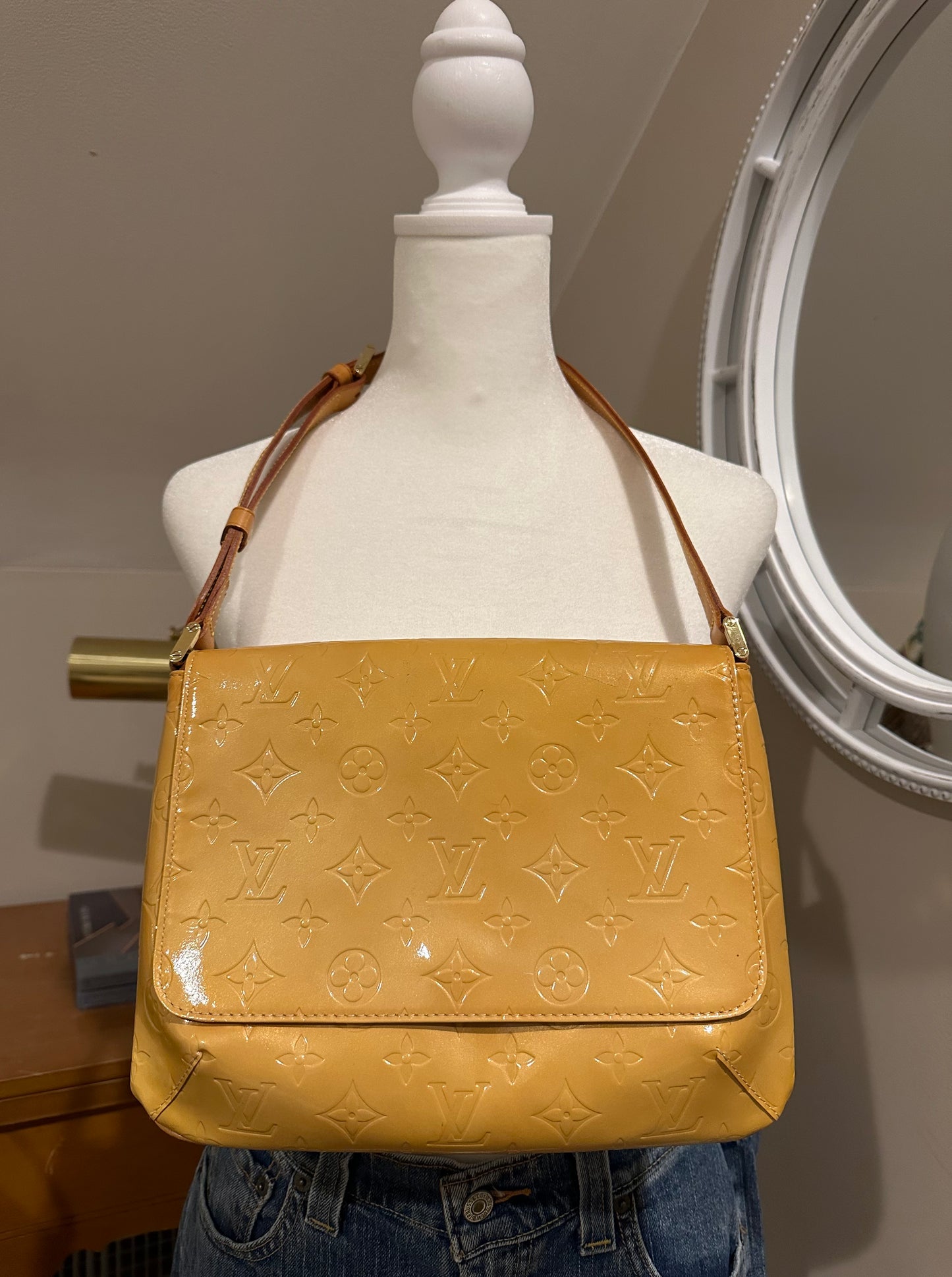 Vintage Louis Vuitton Thompson Street Yellow Vernis Leather Shoulder Bag