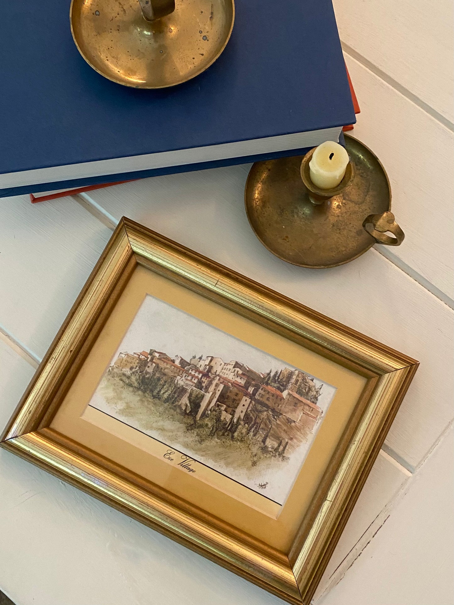 Eze Village Vintage Inspired Picture With Gold Frame