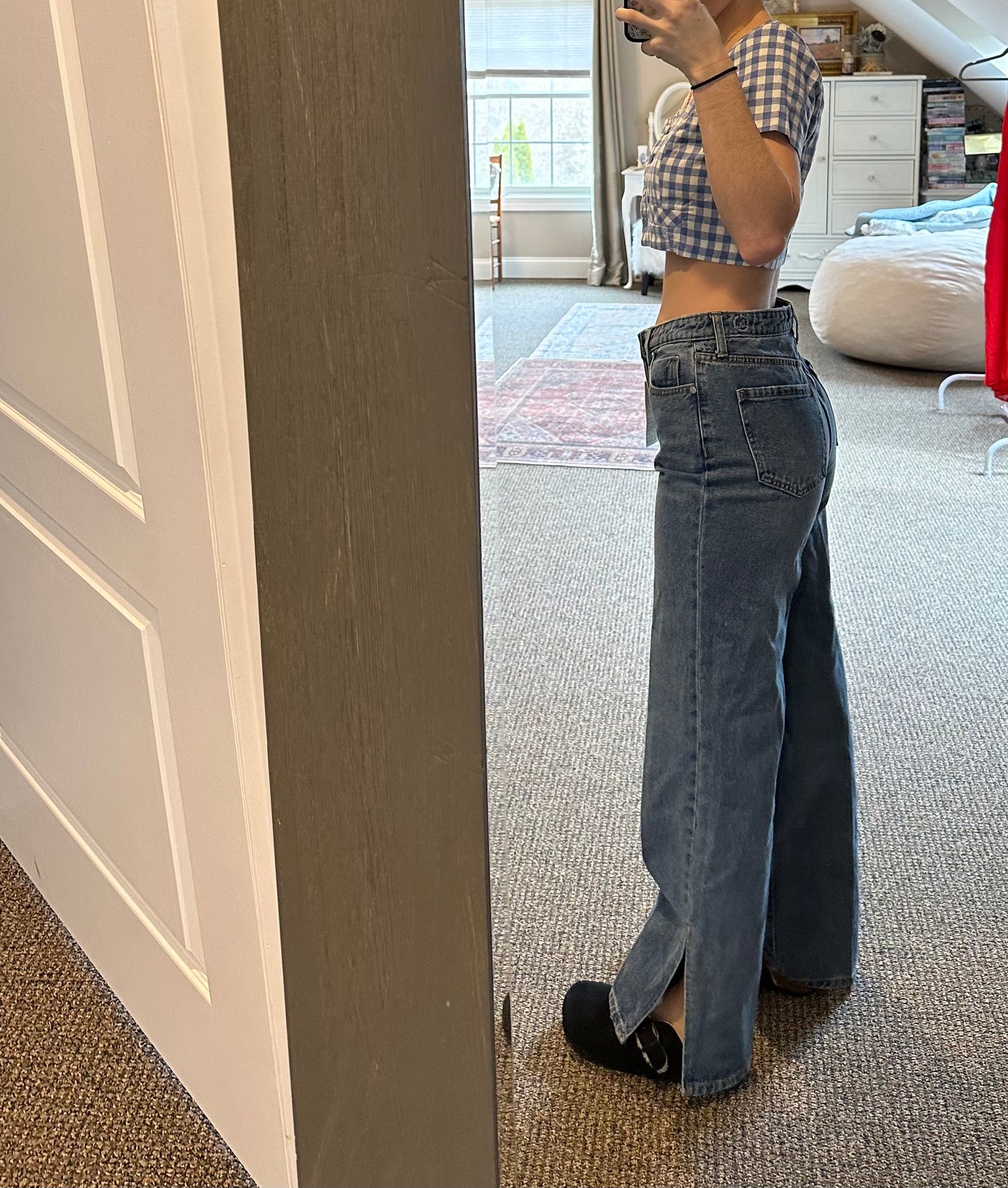 High Rise Side Split Jeans