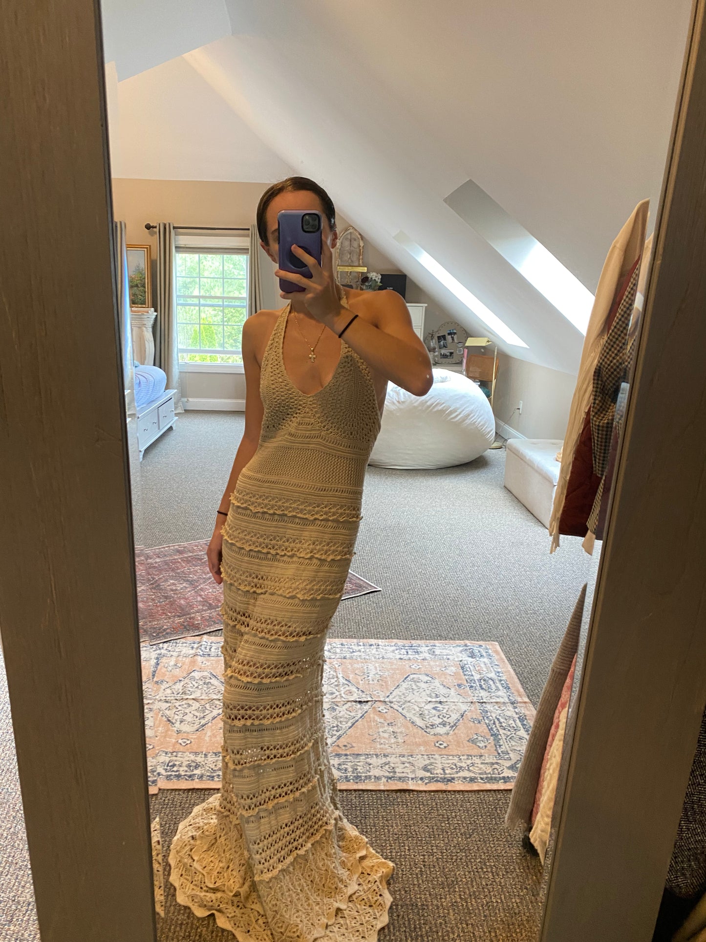 MODA Crochet Maxi Halter Dress
