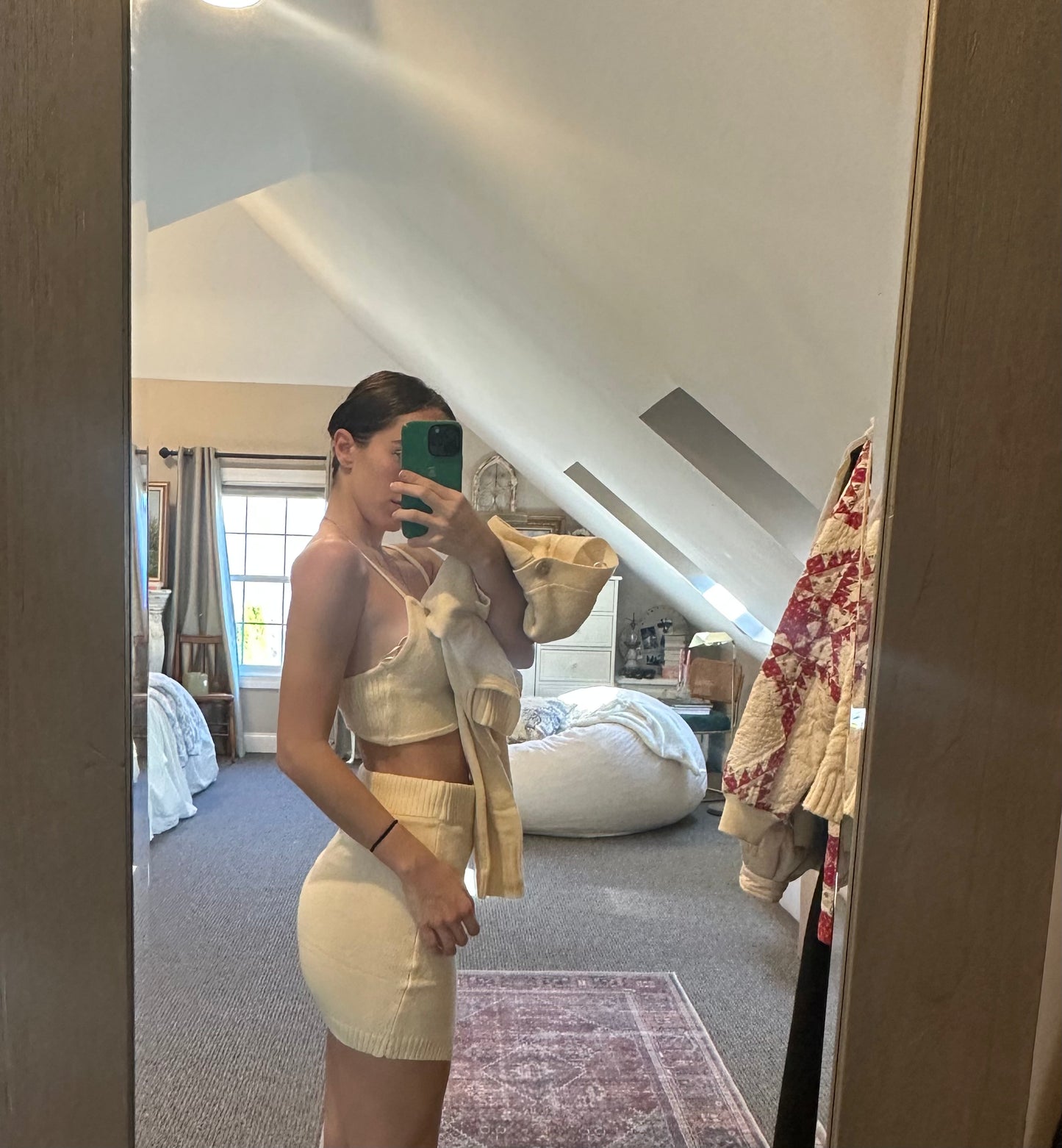 3 Piece Sweater and Skirt Set (Cream)