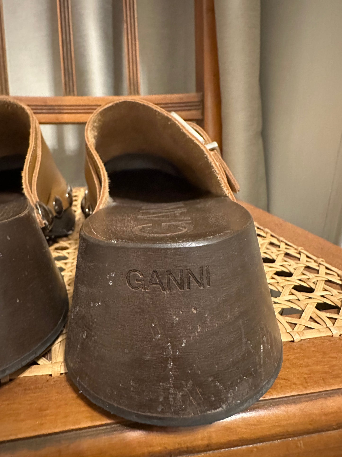 Ganni Brown Studded Clogs