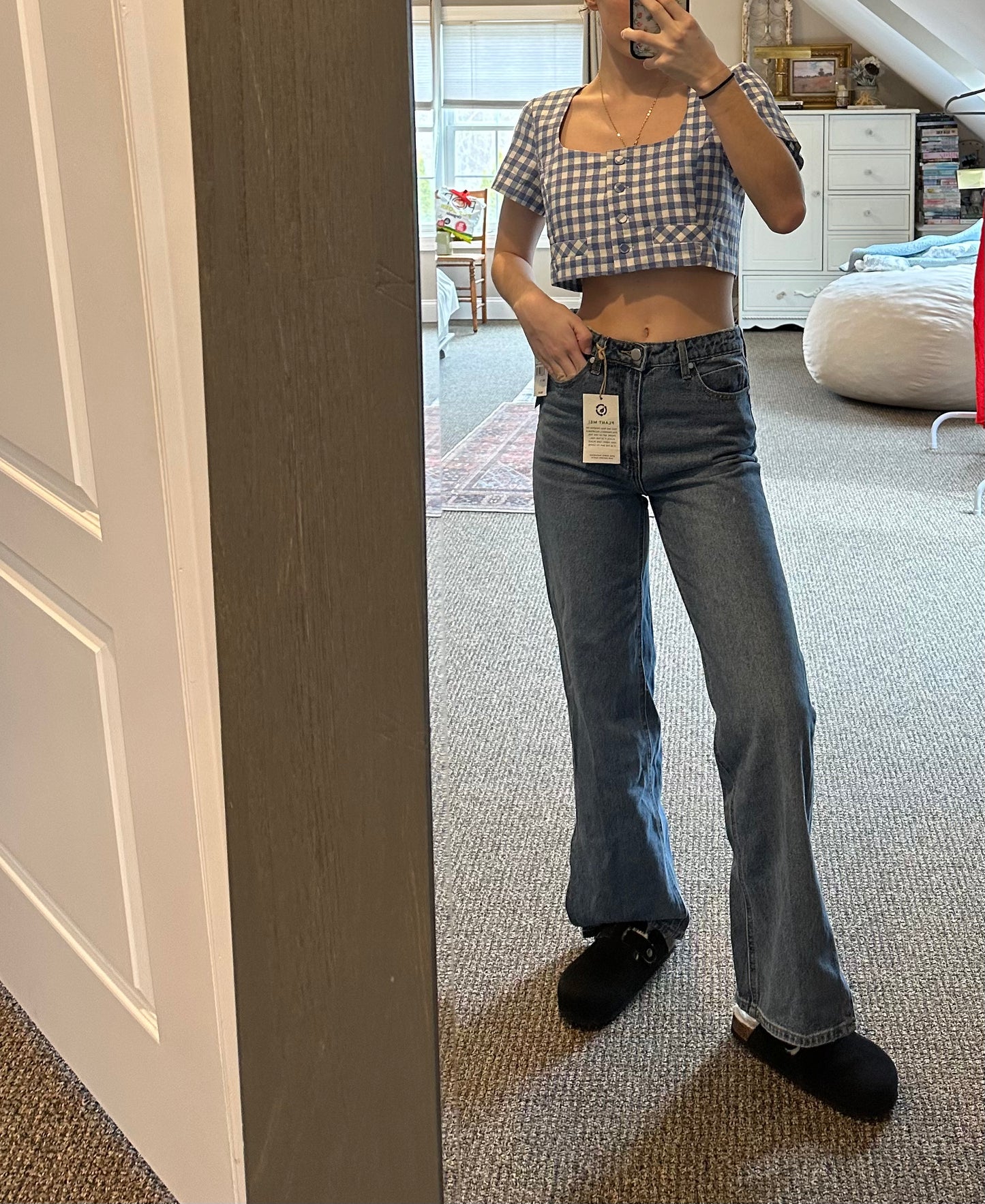 High Rise Side Split Jeans