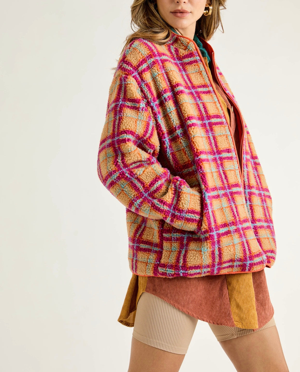 Plaid Zipper Fleece Jacket