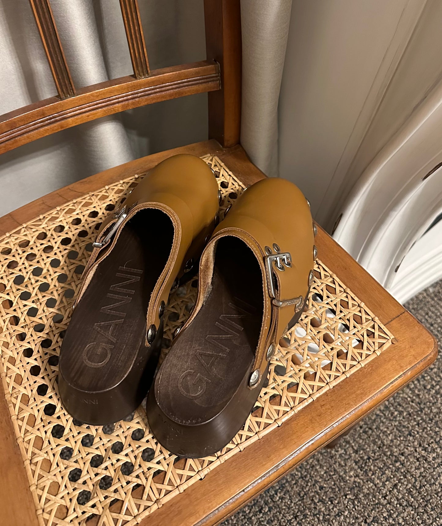 Ganni Brown Studded Clogs