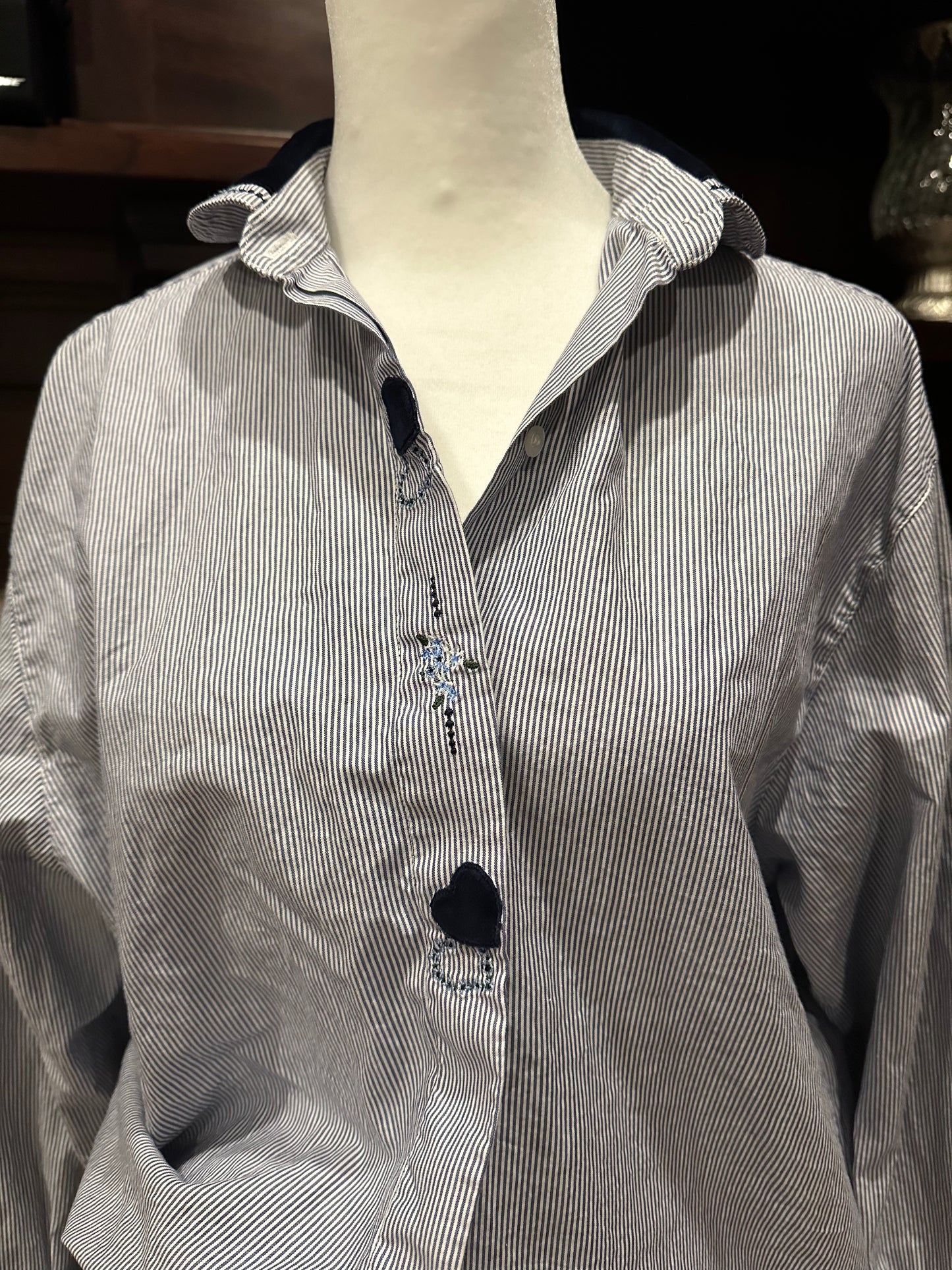 Striped Heart Button Up Top
