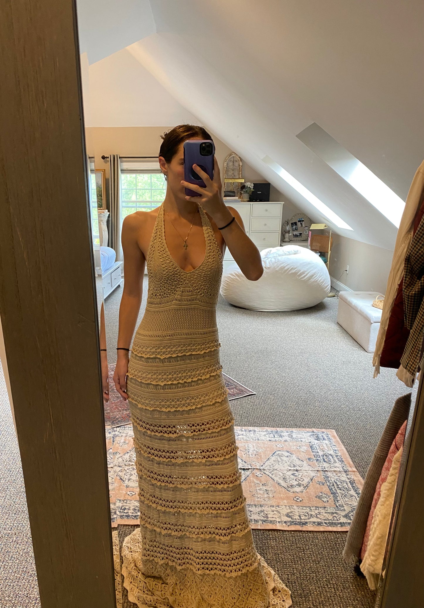 MODA Crochet Maxi Halter Dress