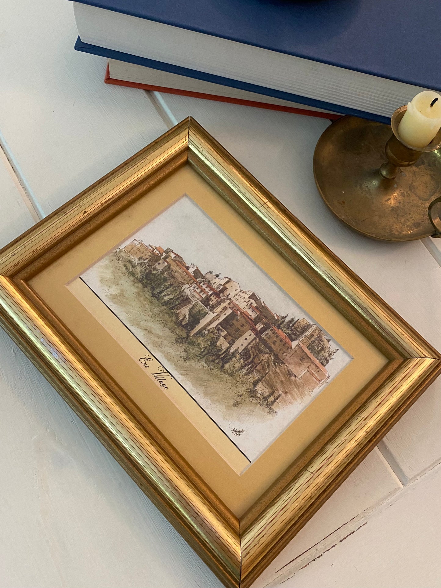 Eze Village Vintage Inspired Picture With Gold Frame