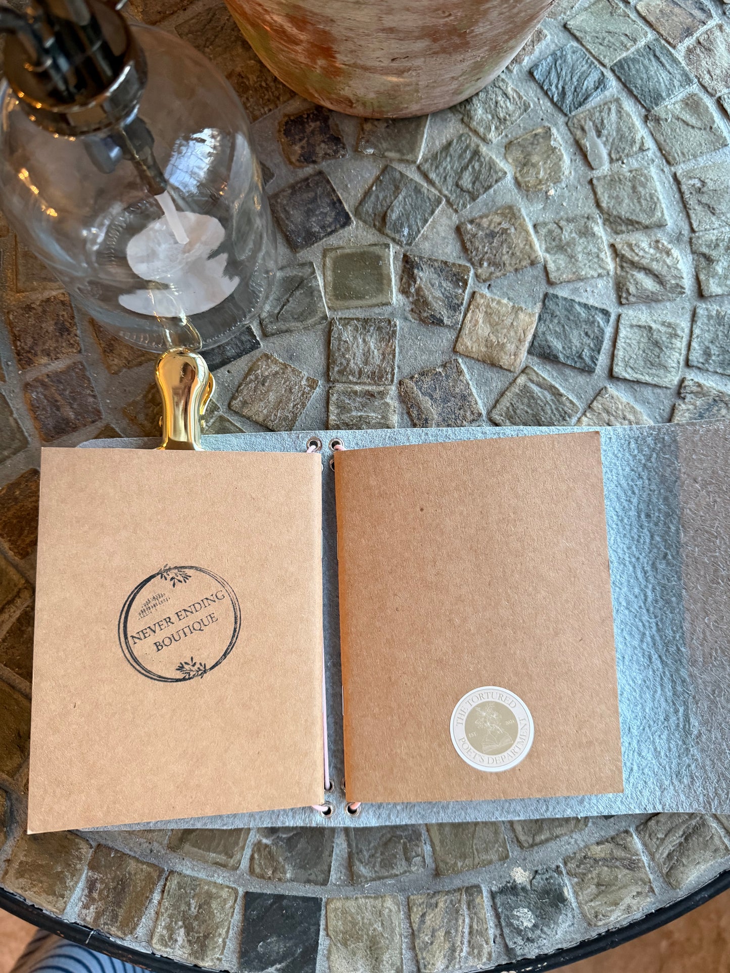 A6 Cowhide Leather Trifold