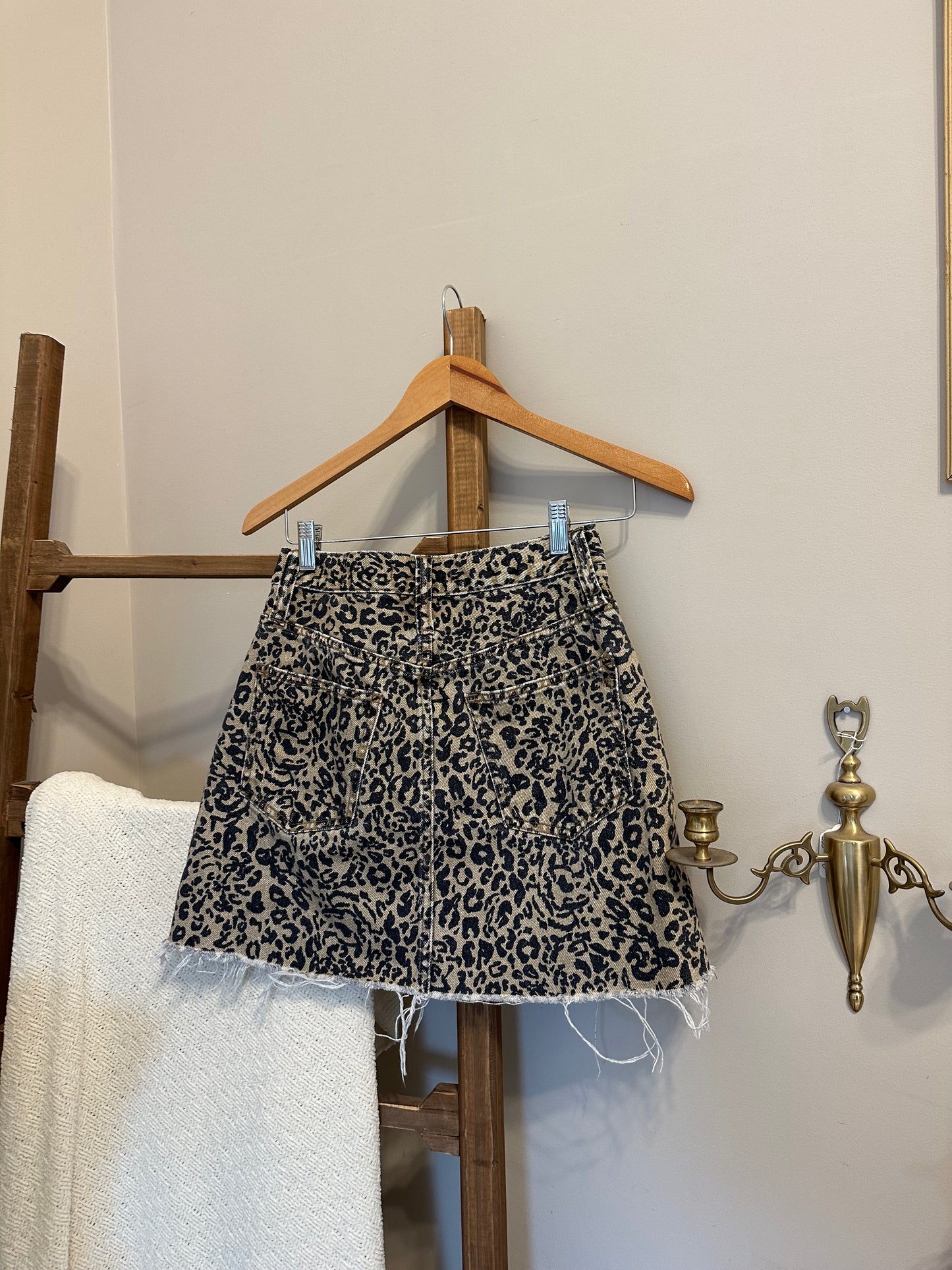 Madewell Cheetah Denim Mini Skirt