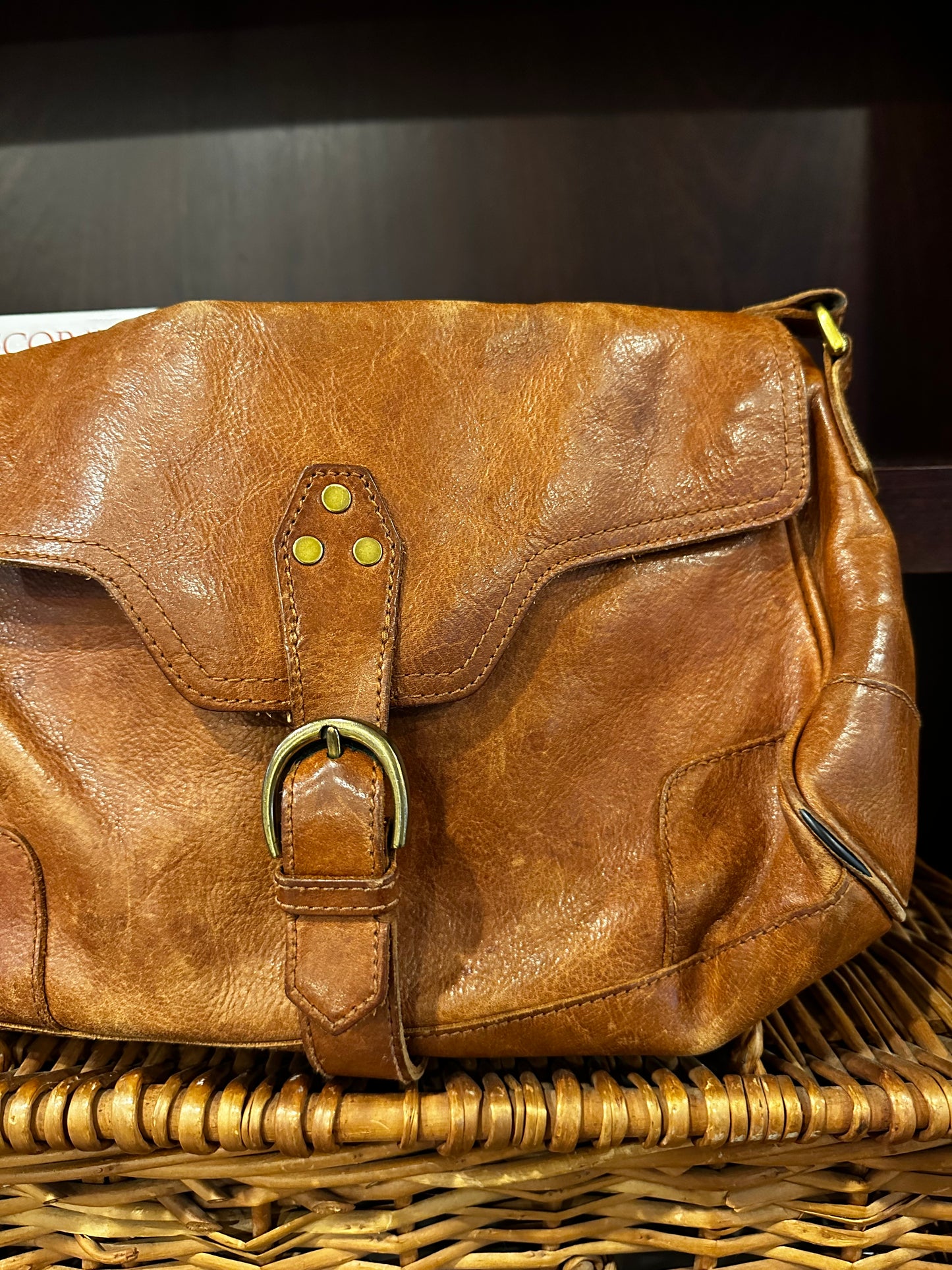 Distressed Leather Crossbody