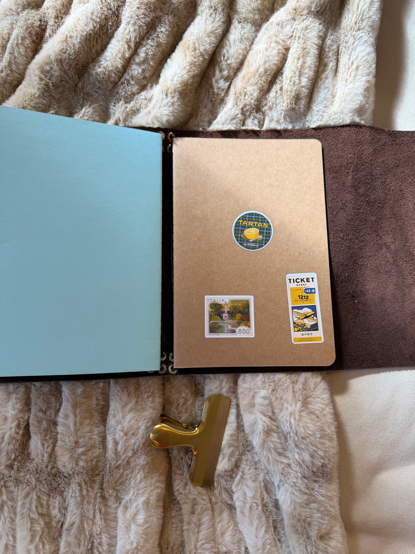 A5 Cowhide Leather Trifold Journal (Swallow Bird)