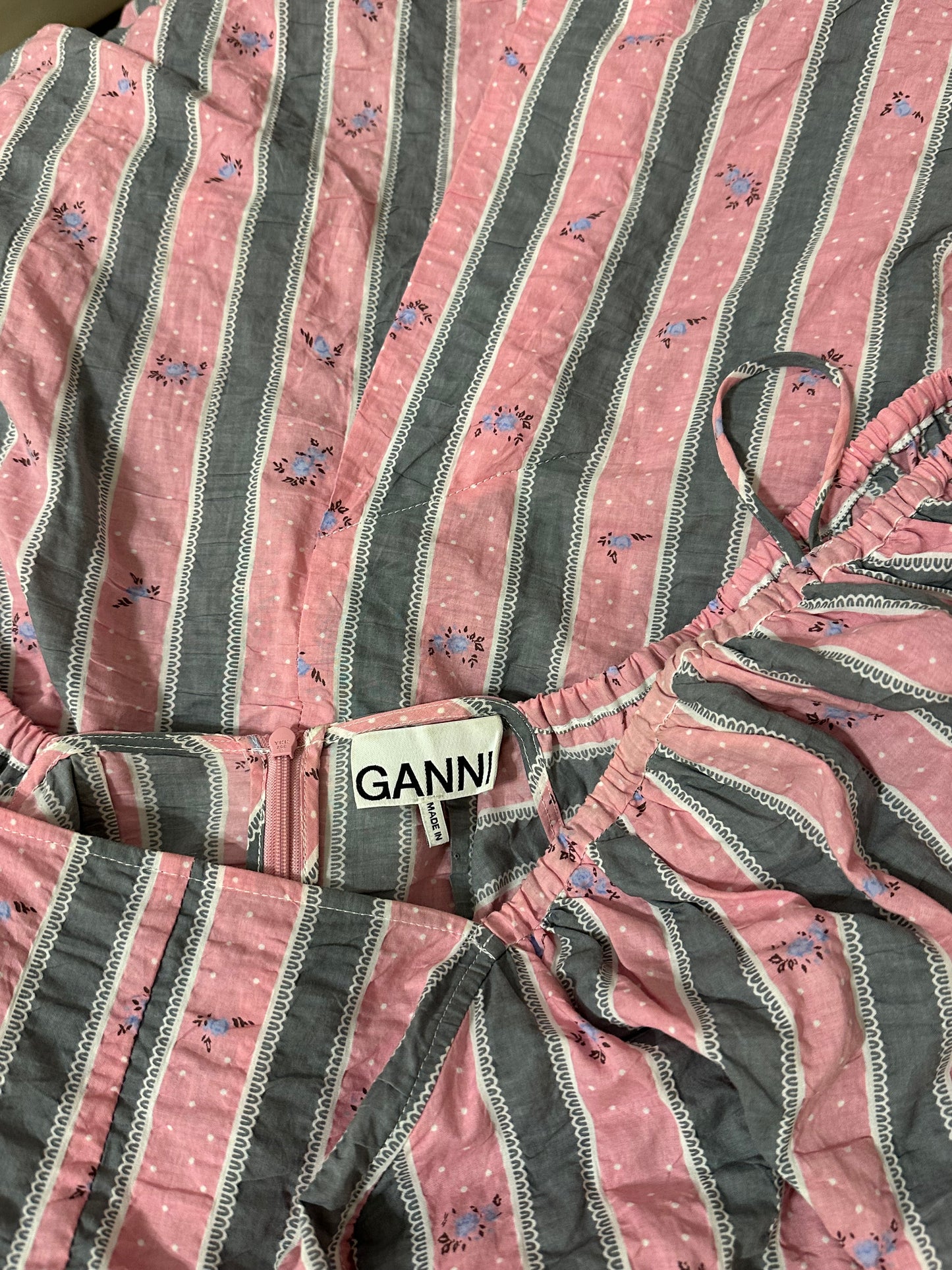 Ganni Open Back Puff Sleeve Dress