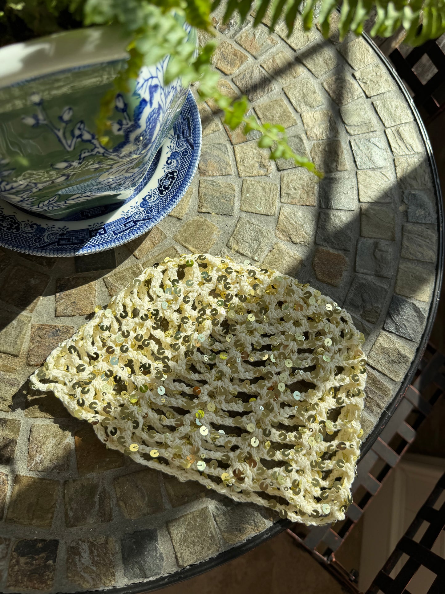 Sequined Knitted Crochet Beanie