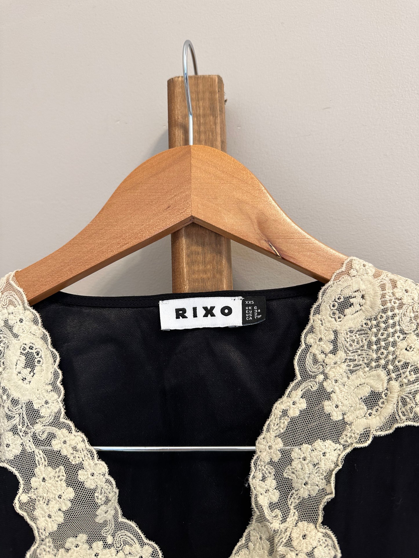 RIXO Slip Top with Lace Trim