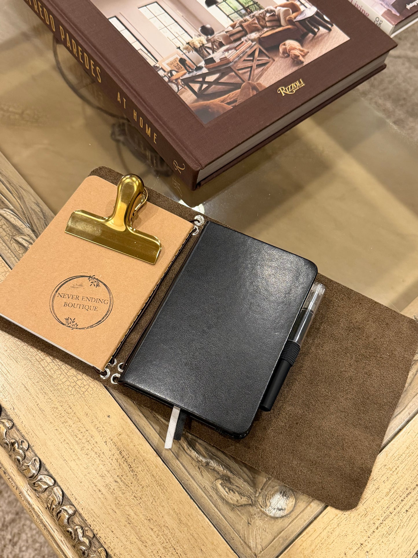 A6 Cowhide Leather Trifold Journal (Horse)