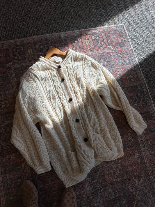 Cable Knit Merino Wool Cardigan