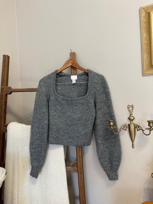 Cropped Square Neck Sweater