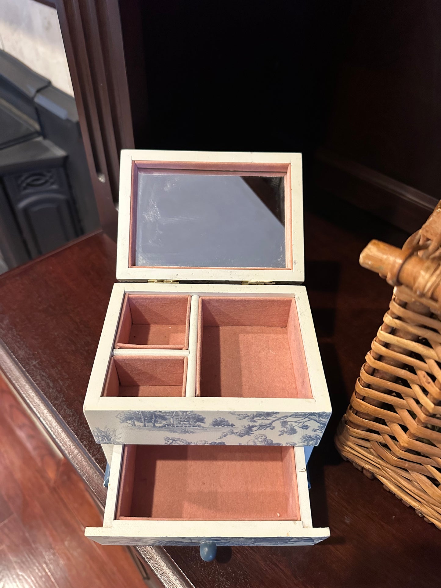 Mini Toile Jewelry Box