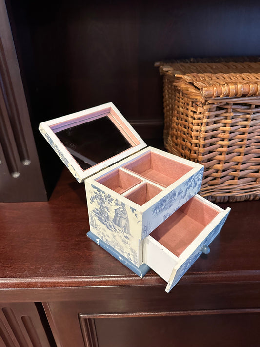 Mini Toile Jewelry Box