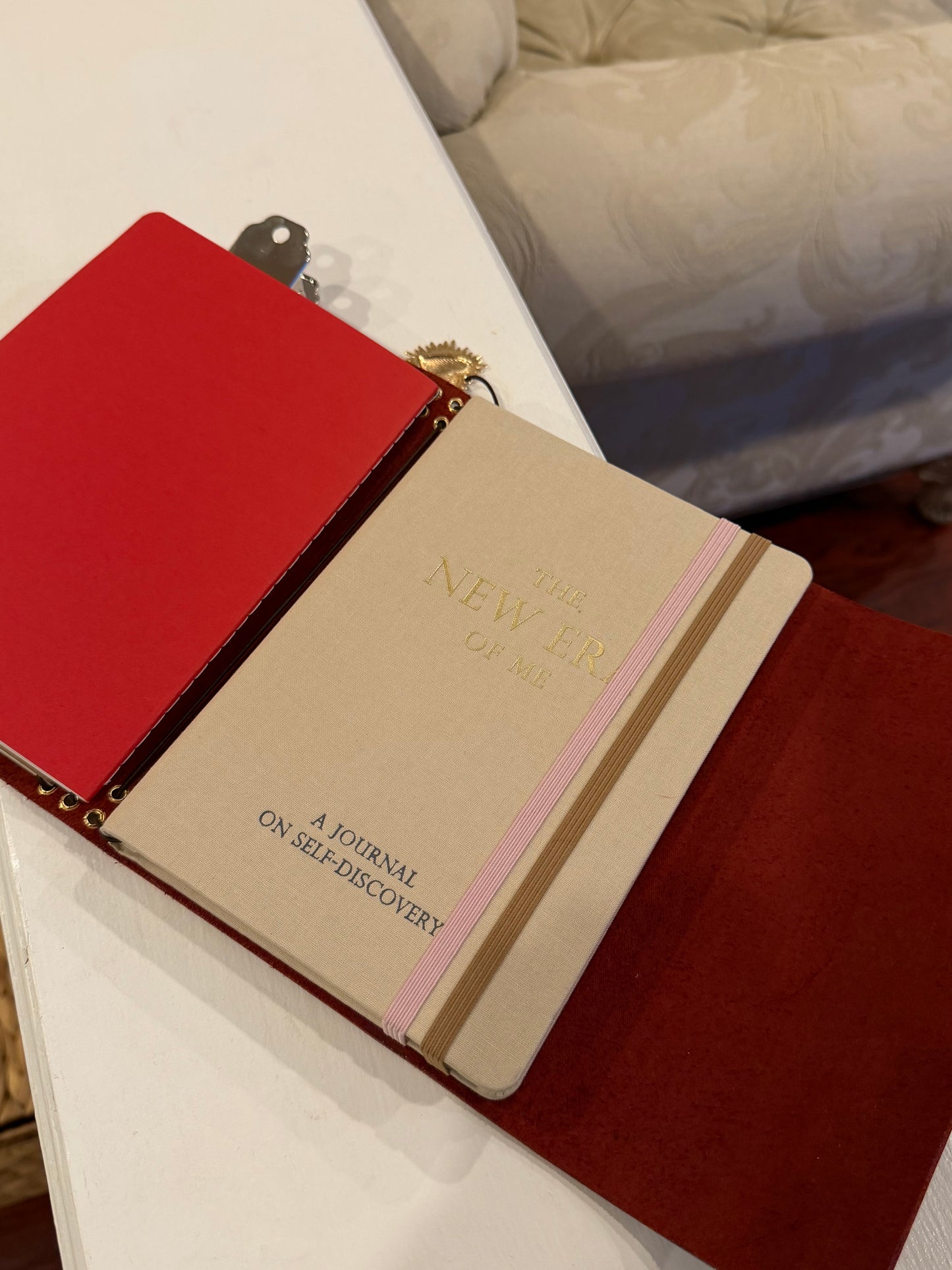 A5 Red Leather Trifold (Heart)