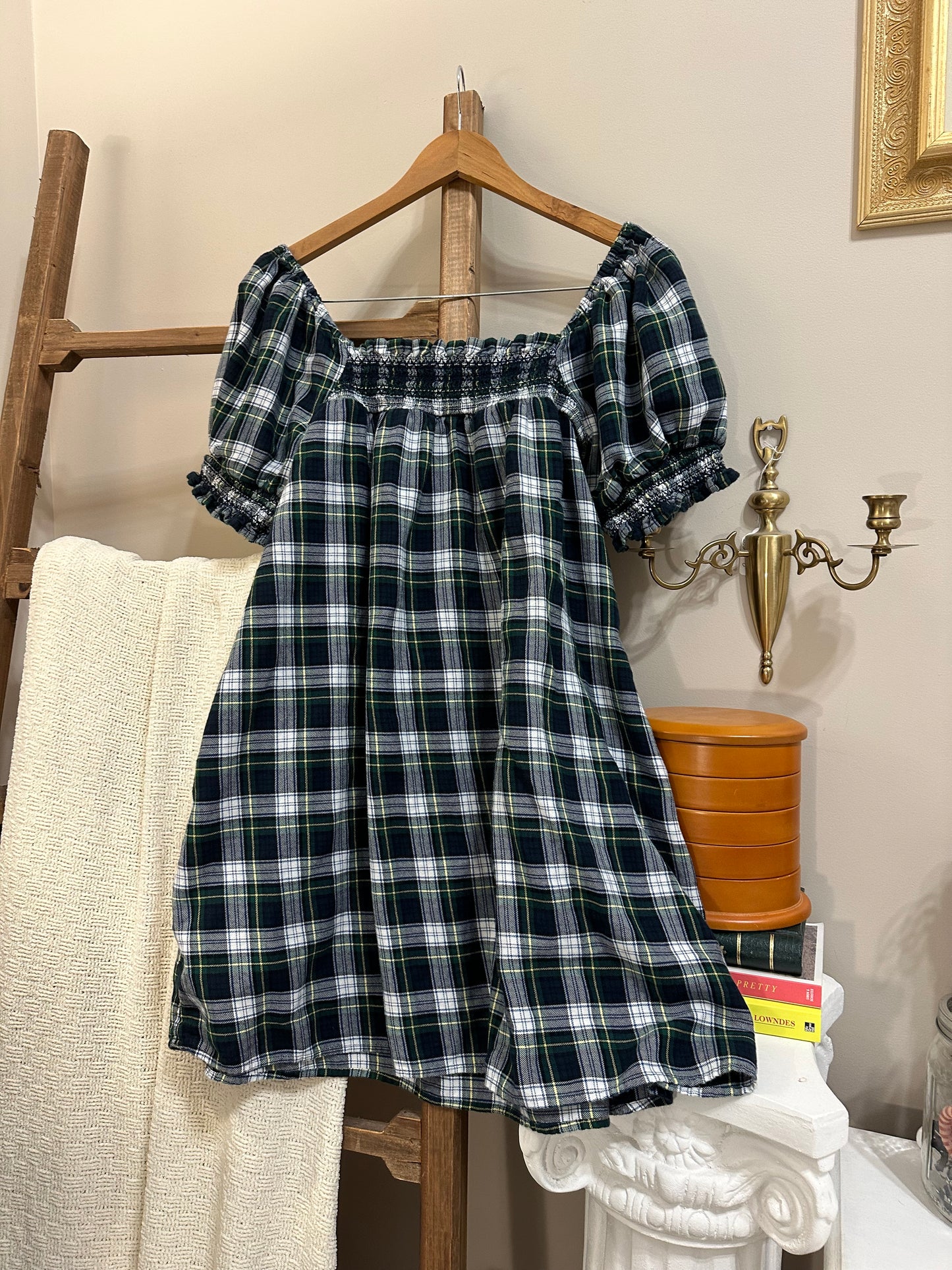 Plaid Puff Sleeve Dress