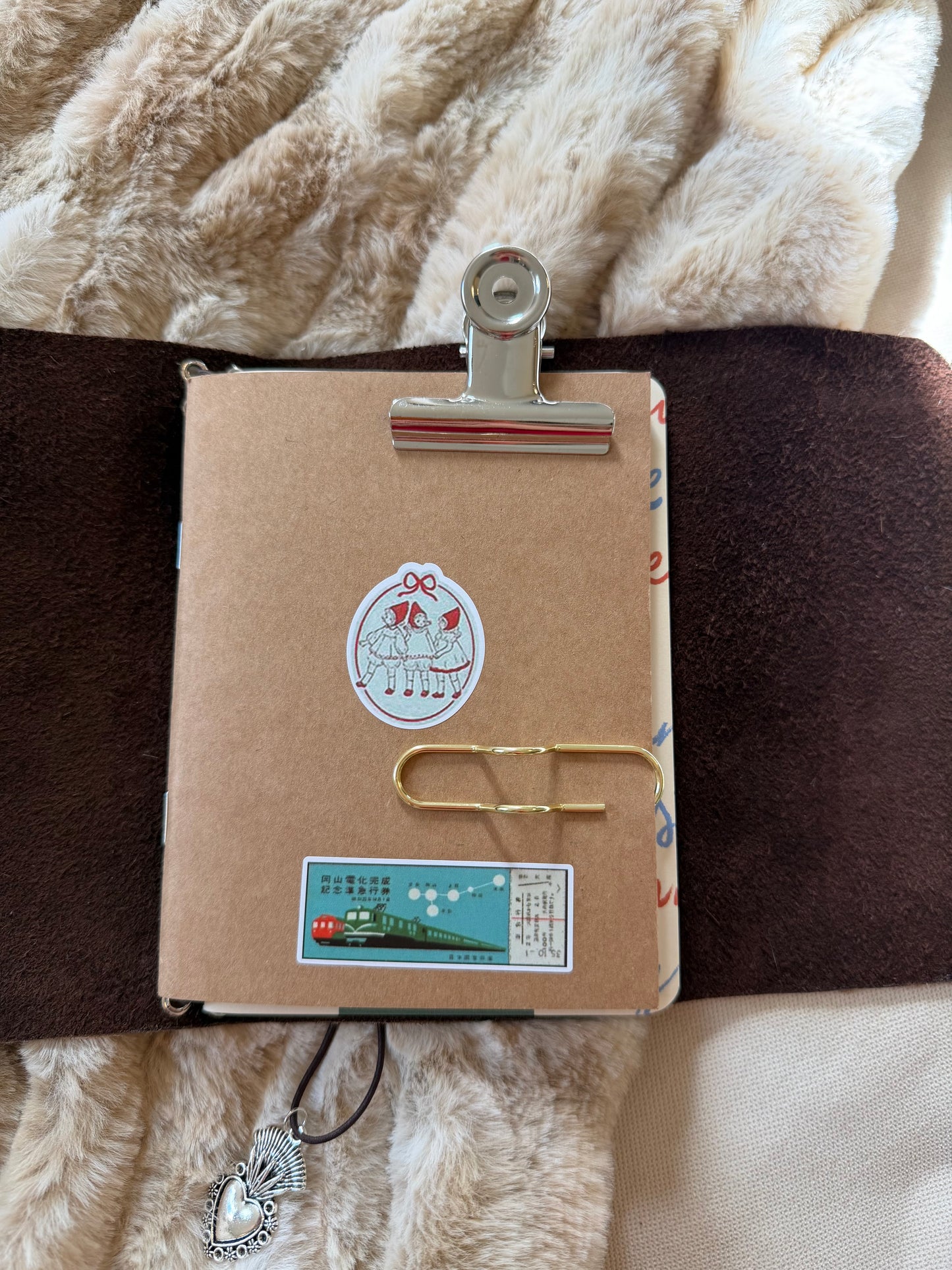 A6 Cowhide Leather Trifold Journal (Heart)