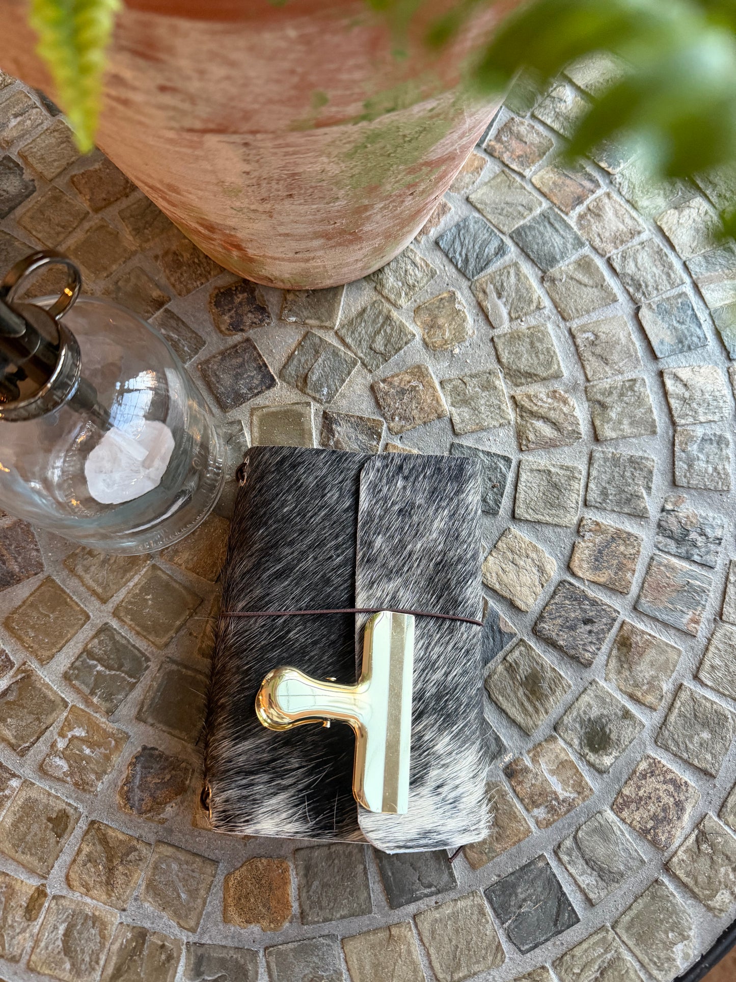 A6 Cowhide Leather Trifold